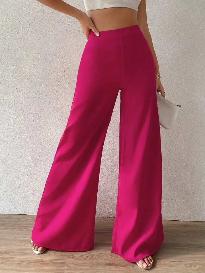 Trendy High Waist Wide Leg Pink Trousers for a Chic Look