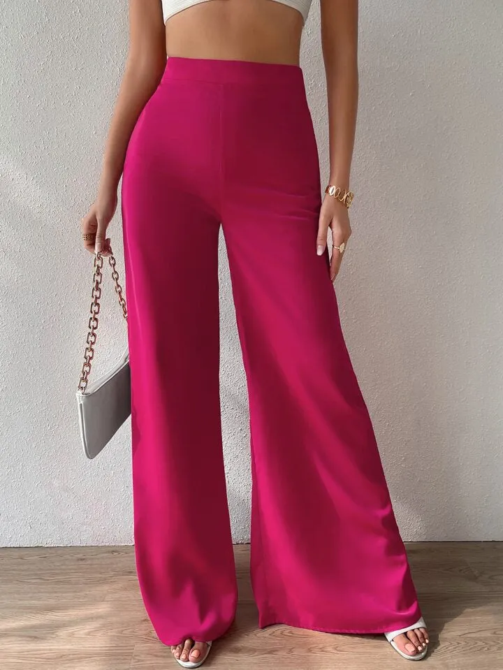 Trendy High Waist Wide Leg Pink Trousers for a Chic Look