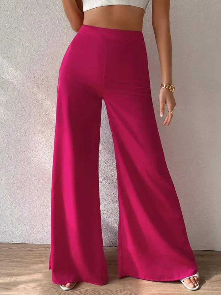 Trendy High Waist Wide Leg Pink Trousers for a Chic Look