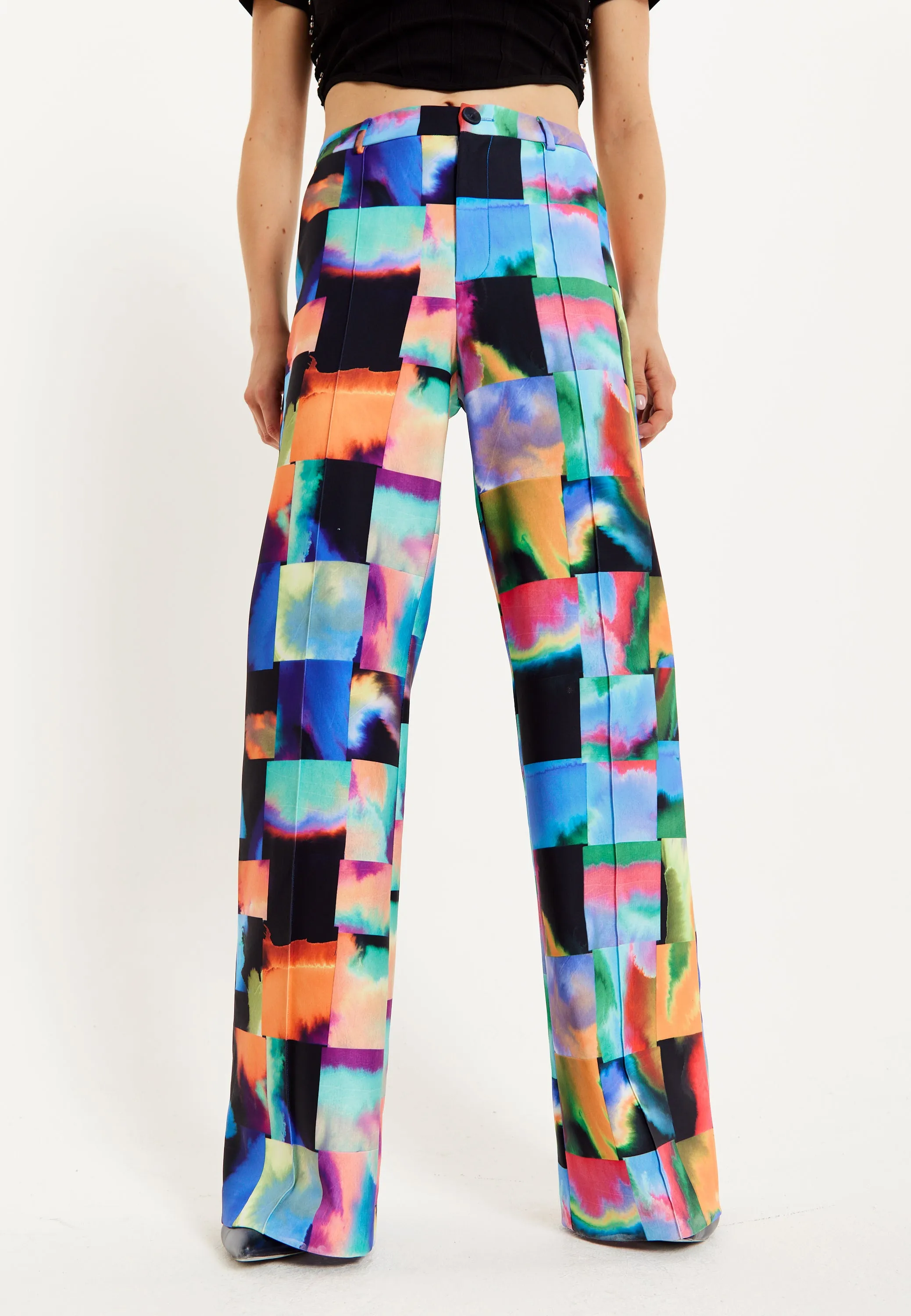 House of Holland Abstract Patchwork Print Trousers