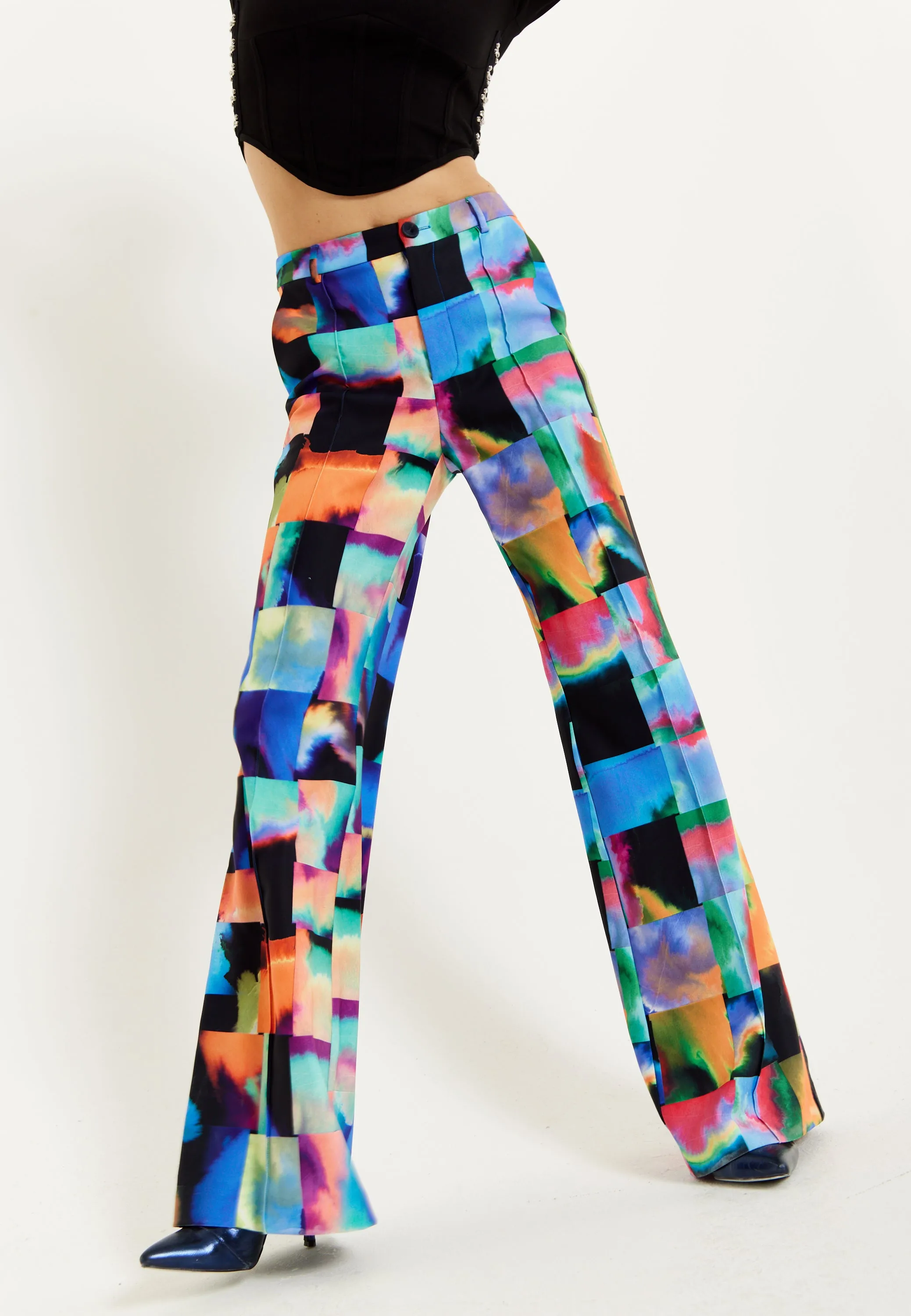 House of Holland Abstract Patchwork Print Trousers