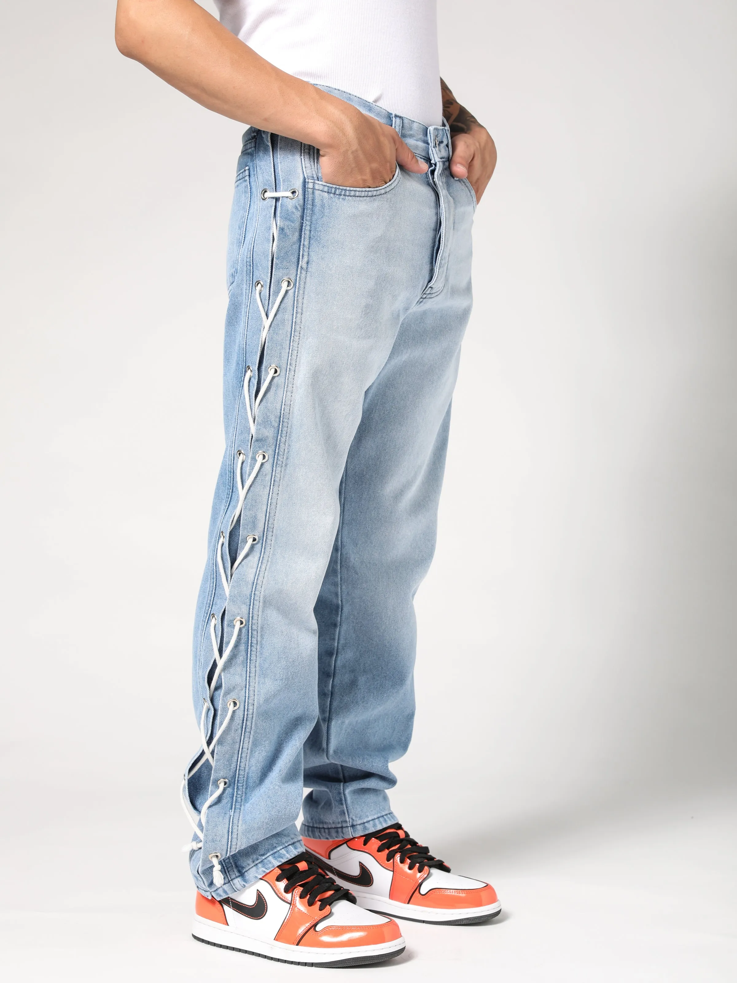 Laces Denim Pants