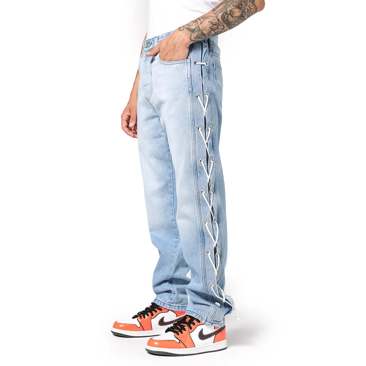 Laces Denim Pants