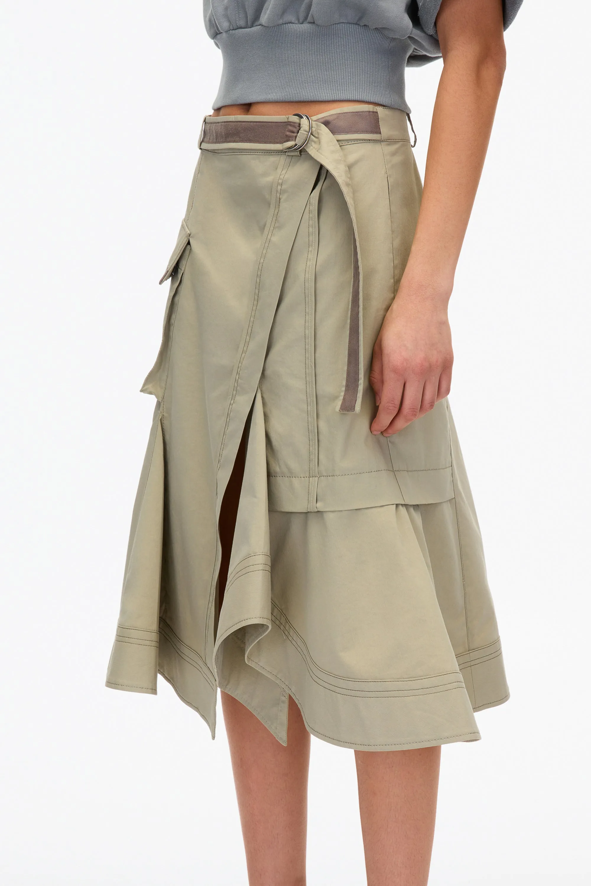 Layered Flounce Cargo Skirt