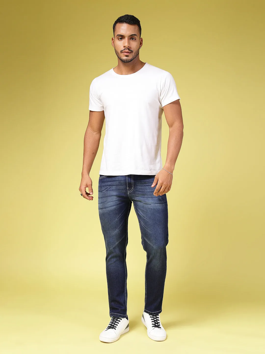 Lightly Faded Tapered Jeans