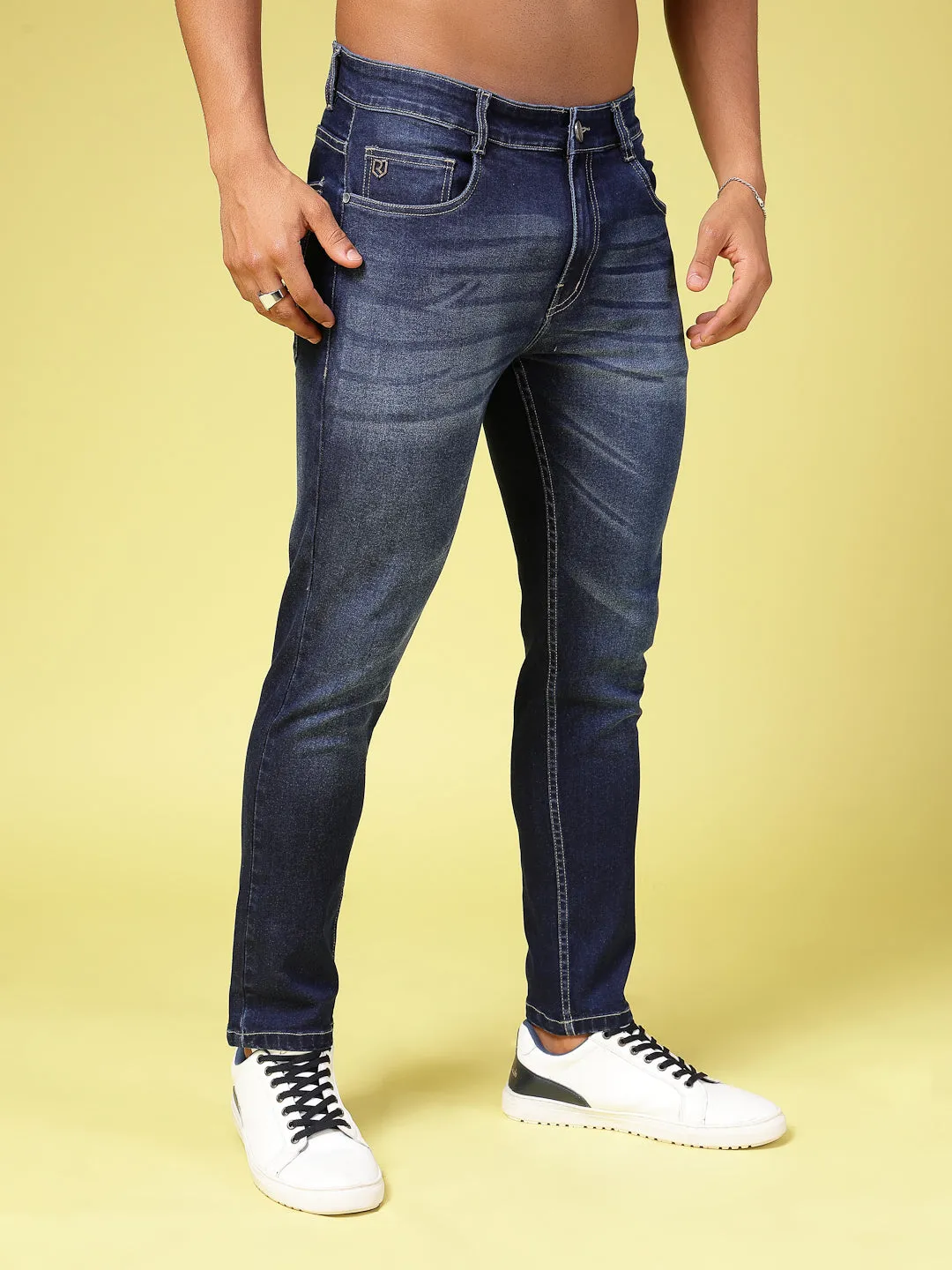 Lightly Faded Tapered Jeans