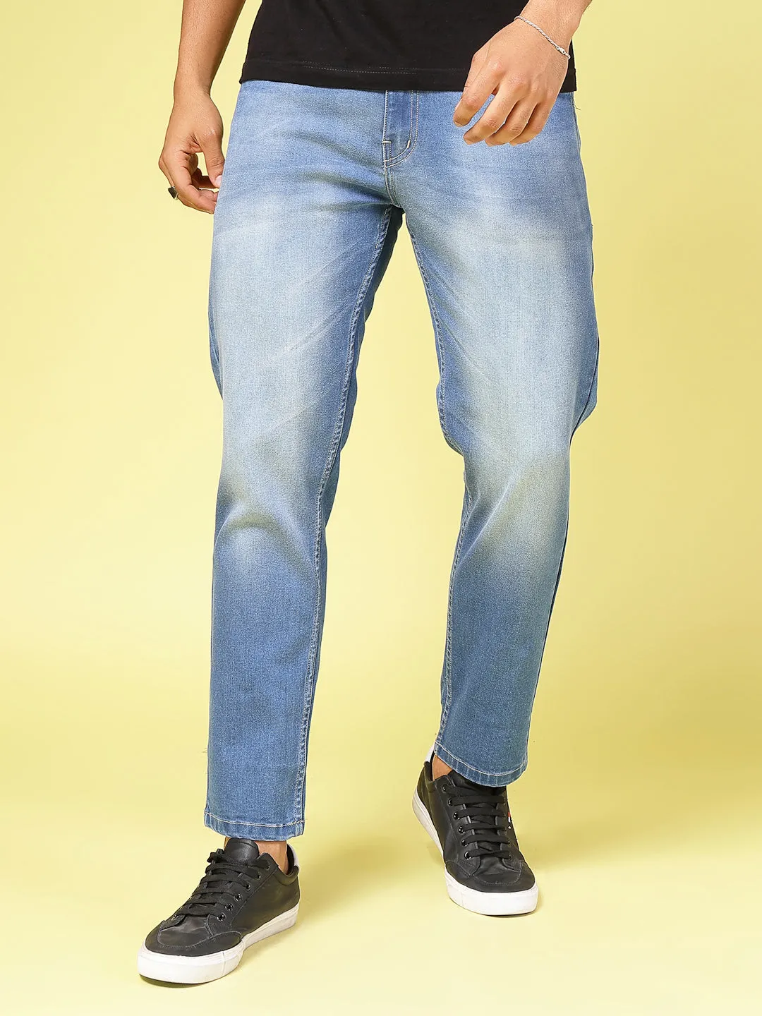 Lightly Faded Tapered Jeans