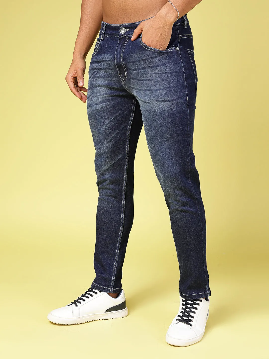 Lightly Faded Tapered Jeans