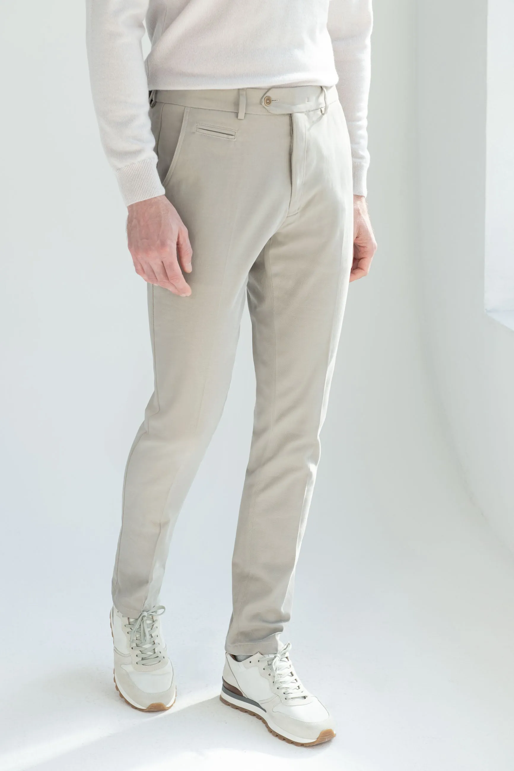 Mastic cotton and cashmere Garda trousers - Made in Italy