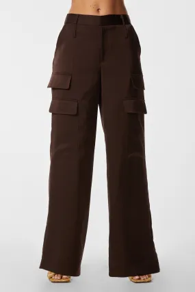 Milan Satin Cargo Pant - Espresso