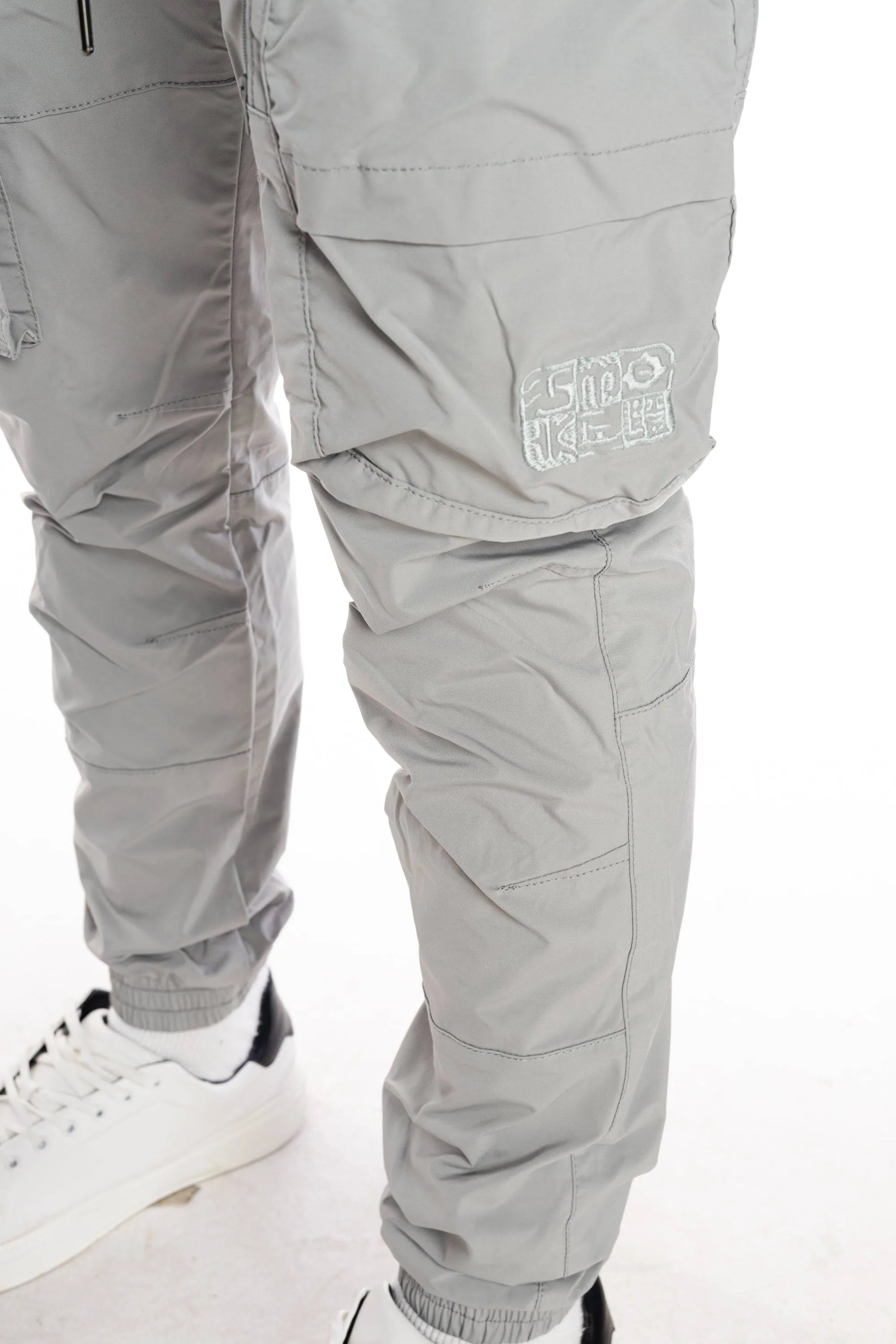 Multi Pocket Cargo Windbreaker Pant - Light Grey