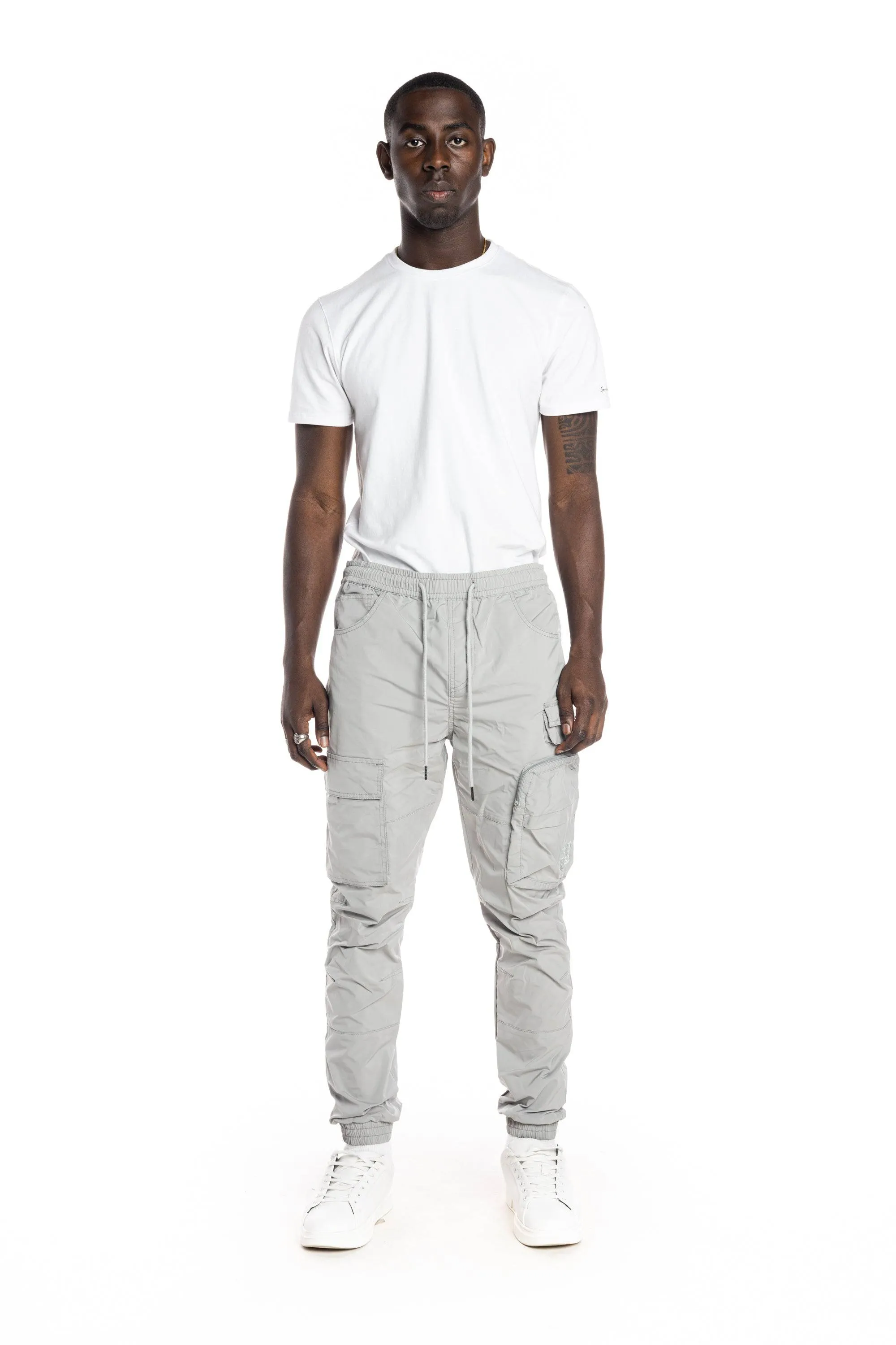 Multi Pocket Cargo Windbreaker Pant - Light Grey