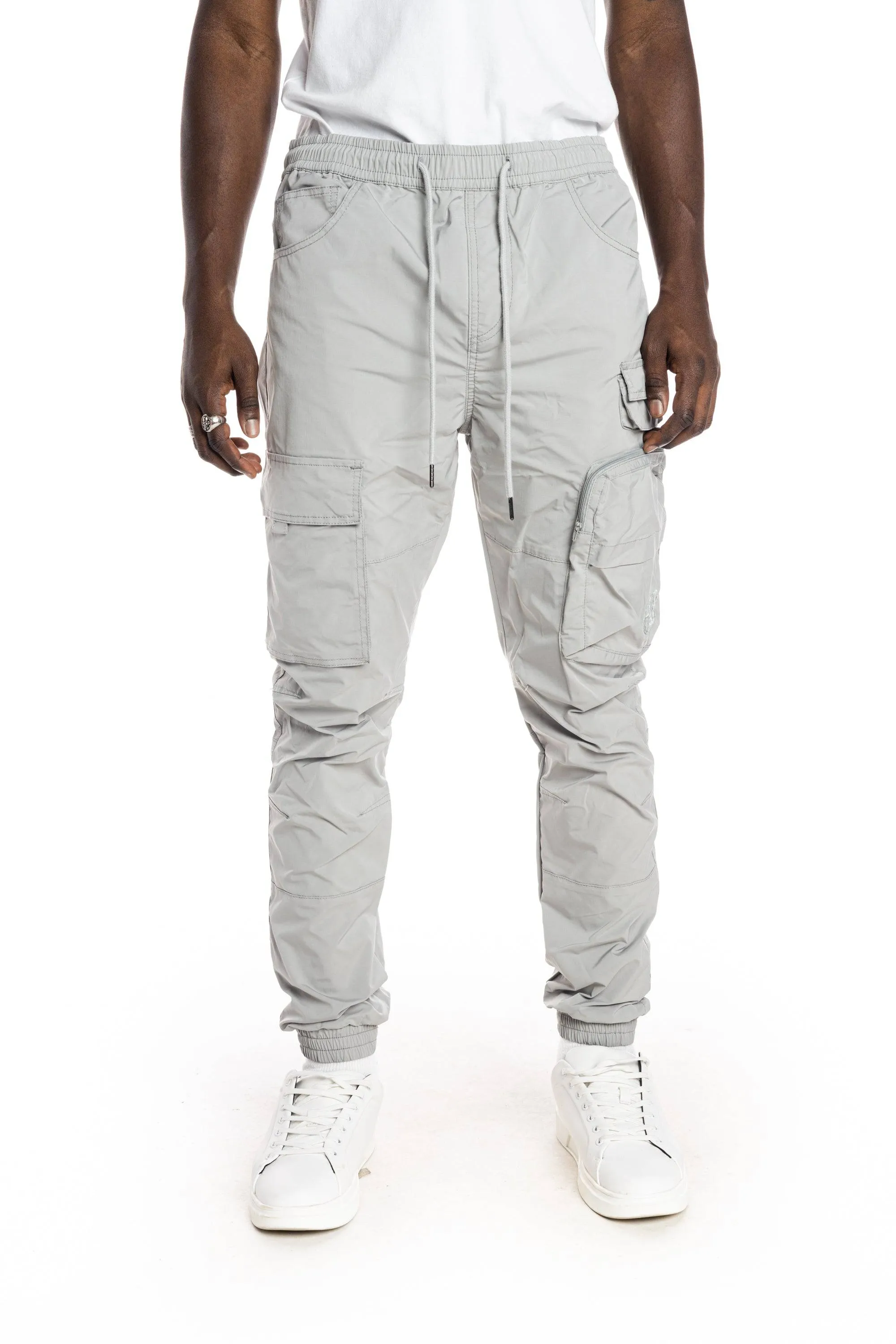 Multi Pocket Cargo Windbreaker Pant - Light Grey