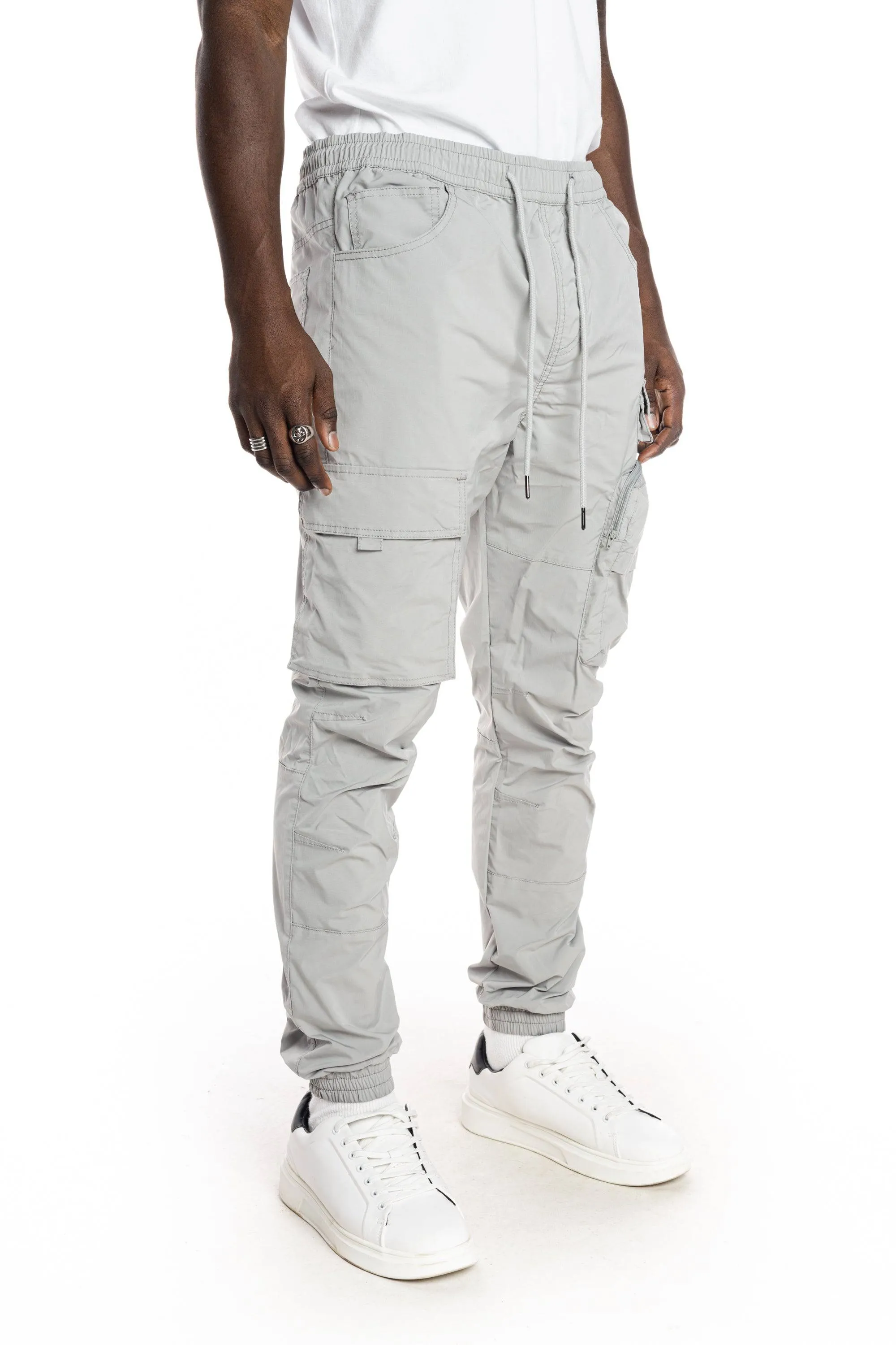 Multi Pocket Cargo Windbreaker Pant - Light Grey