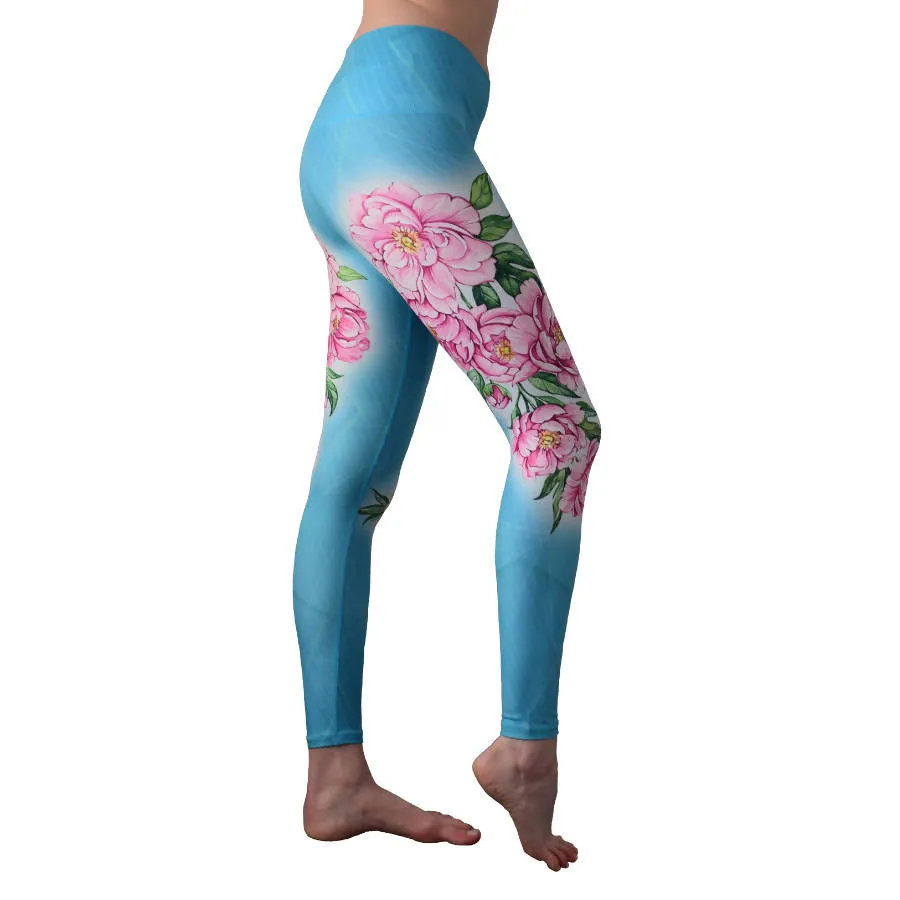 Peonies Yoga Leggings