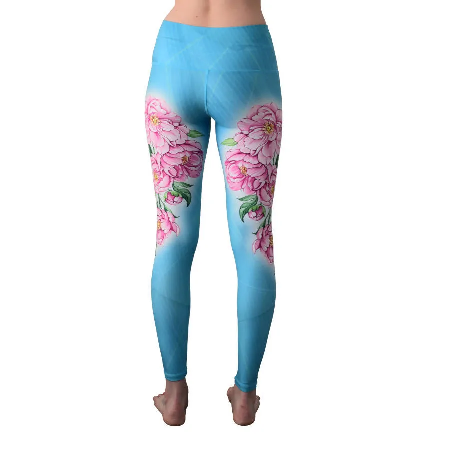 Peonies Yoga Leggings