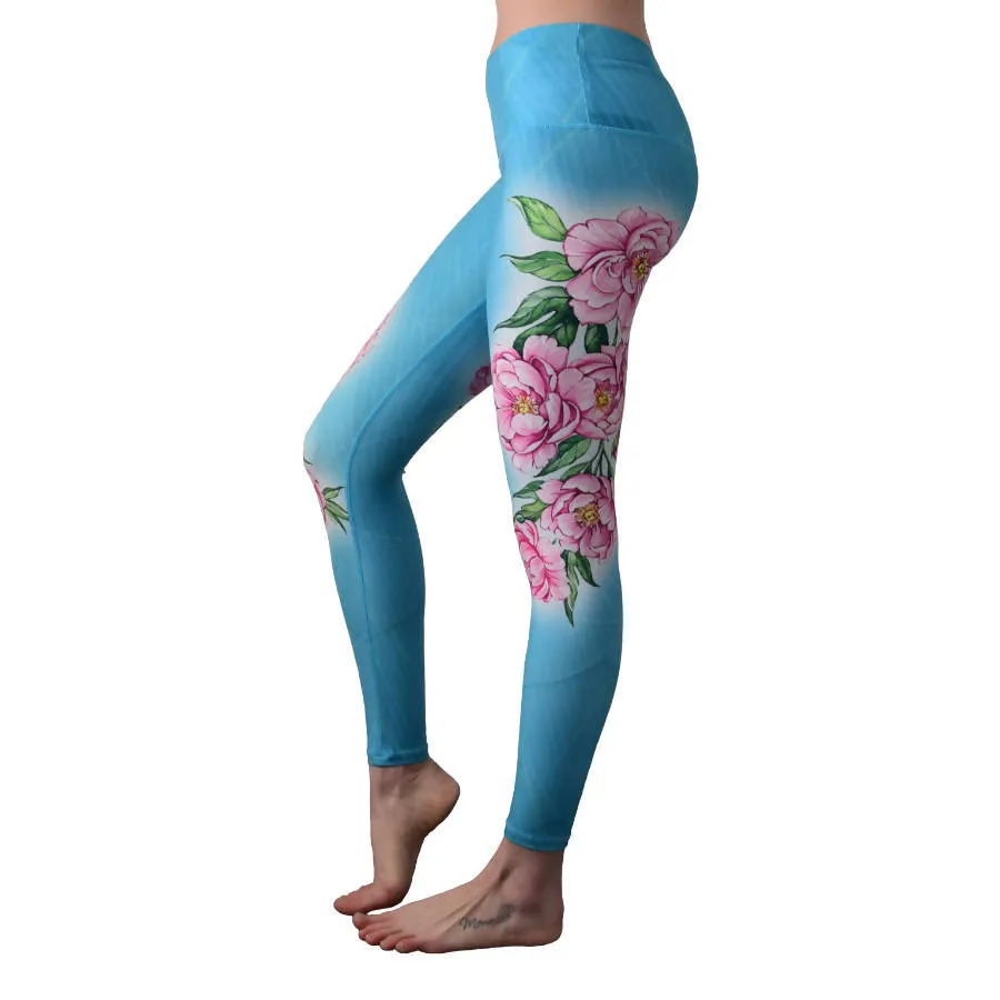 Peonies Yoga Leggings