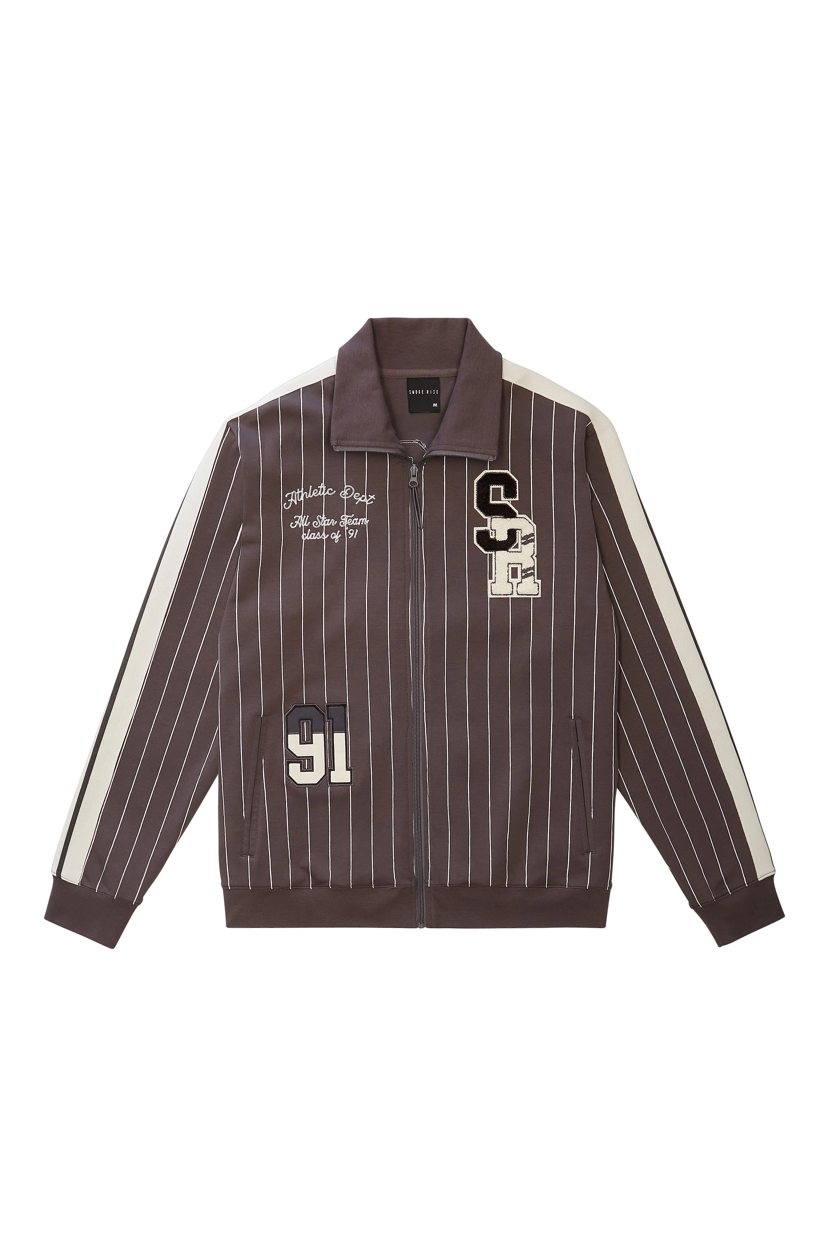 Pin Striped Varsity Track Jacket - Pavement