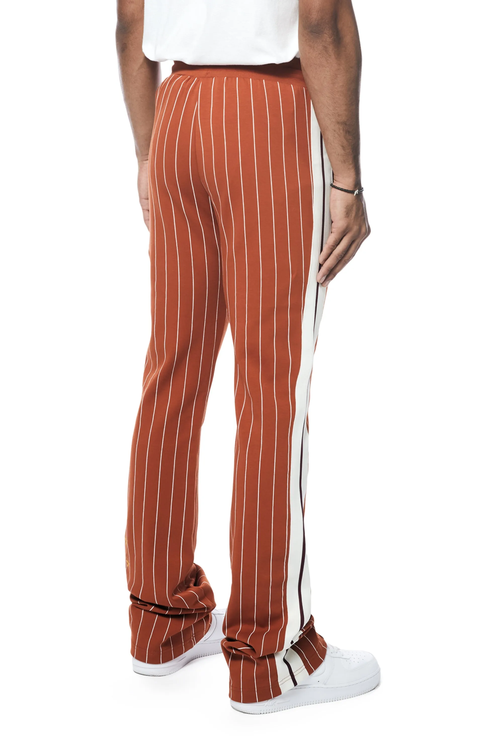 Pin Striped Varsity Track Pants - Cinnamon