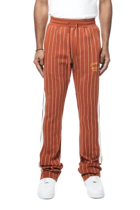 Pin Striped Varsity Track Pants - Cinnamon