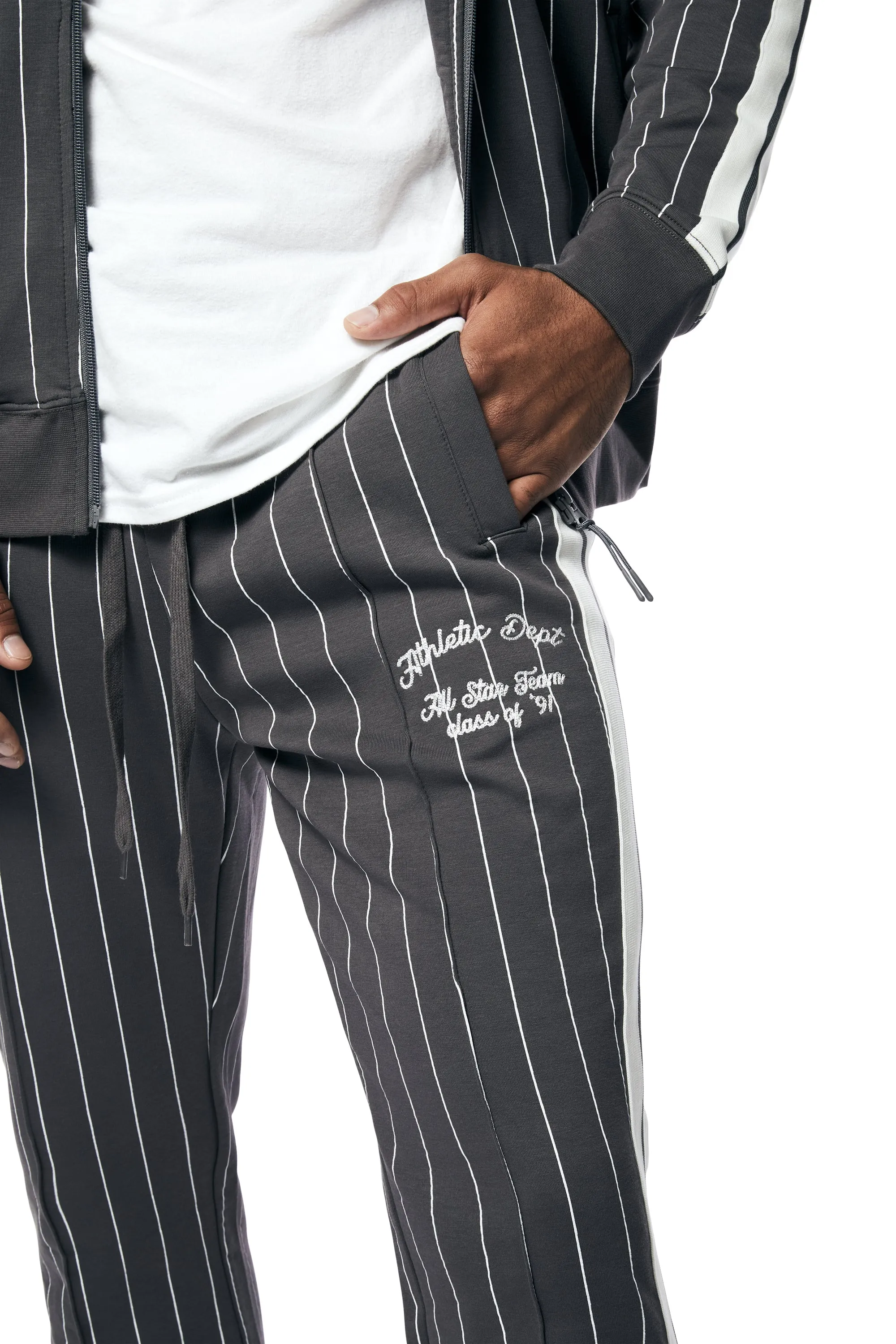 Pin Striped Varsity Track Pants - Pavement