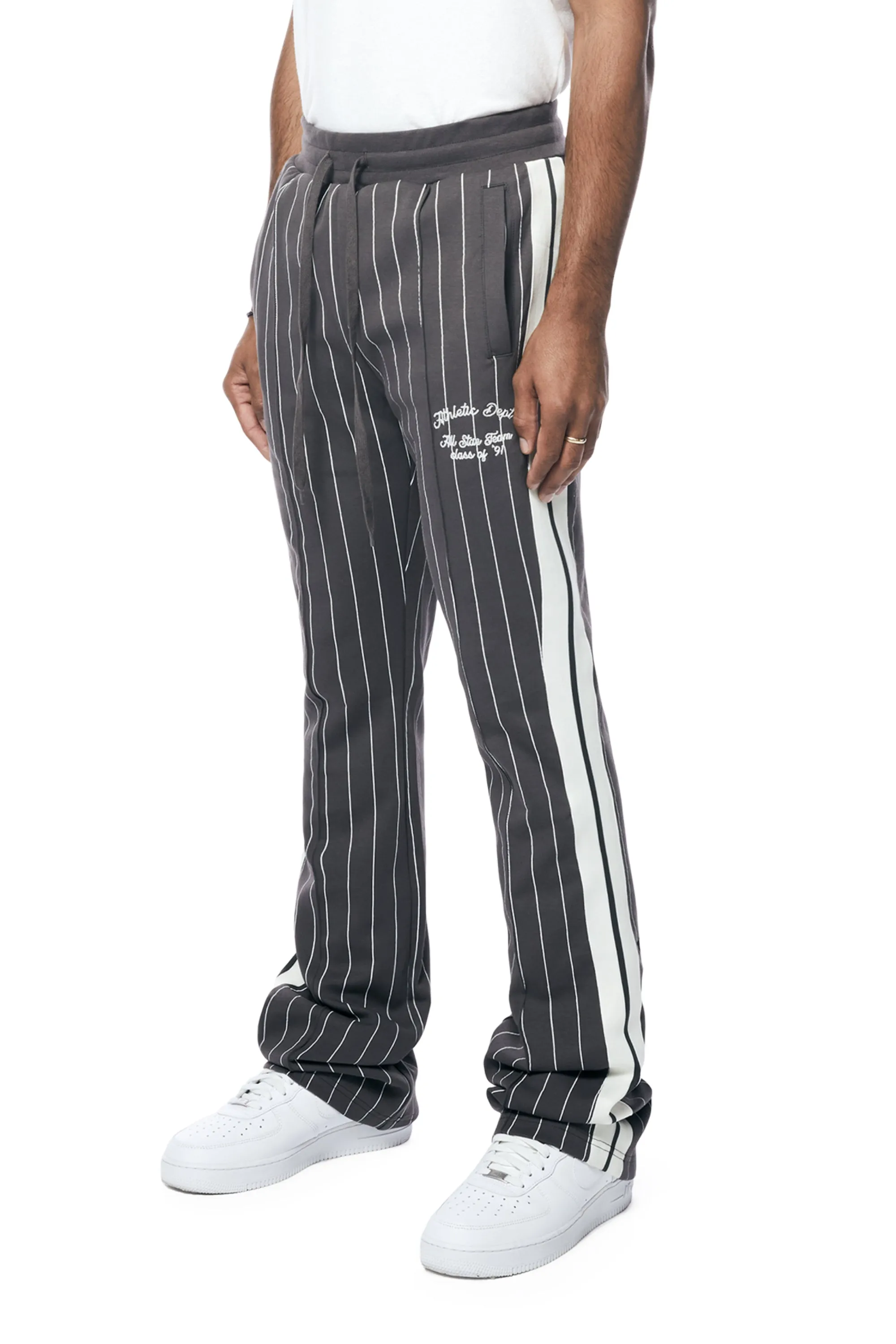 Pin Striped Varsity Track Pants - Pavement