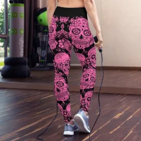 Pink Sugar Skull Yoga Leggings