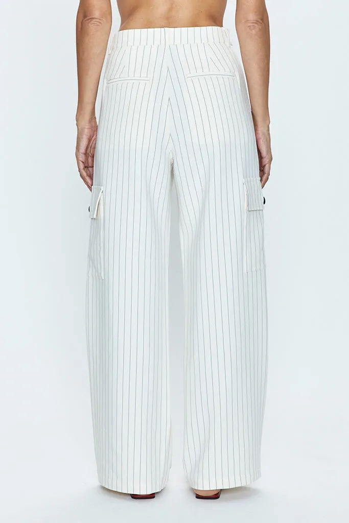 Pistola - Brynn High Rise Relaxed Cargo Pant - Le Blanc Pinstripe