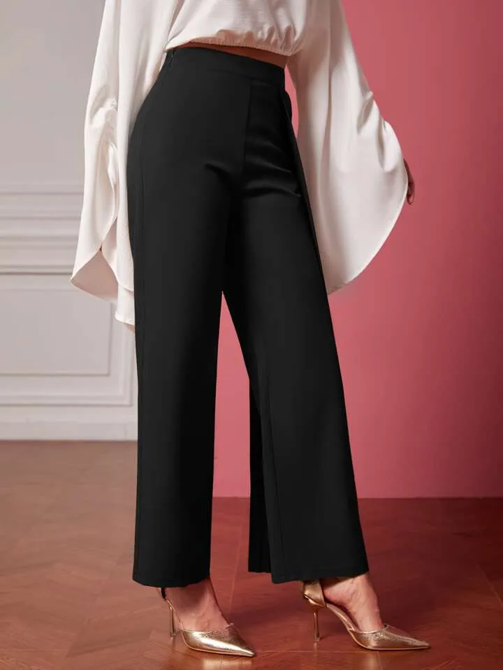 Pleated panel straight leg trousers