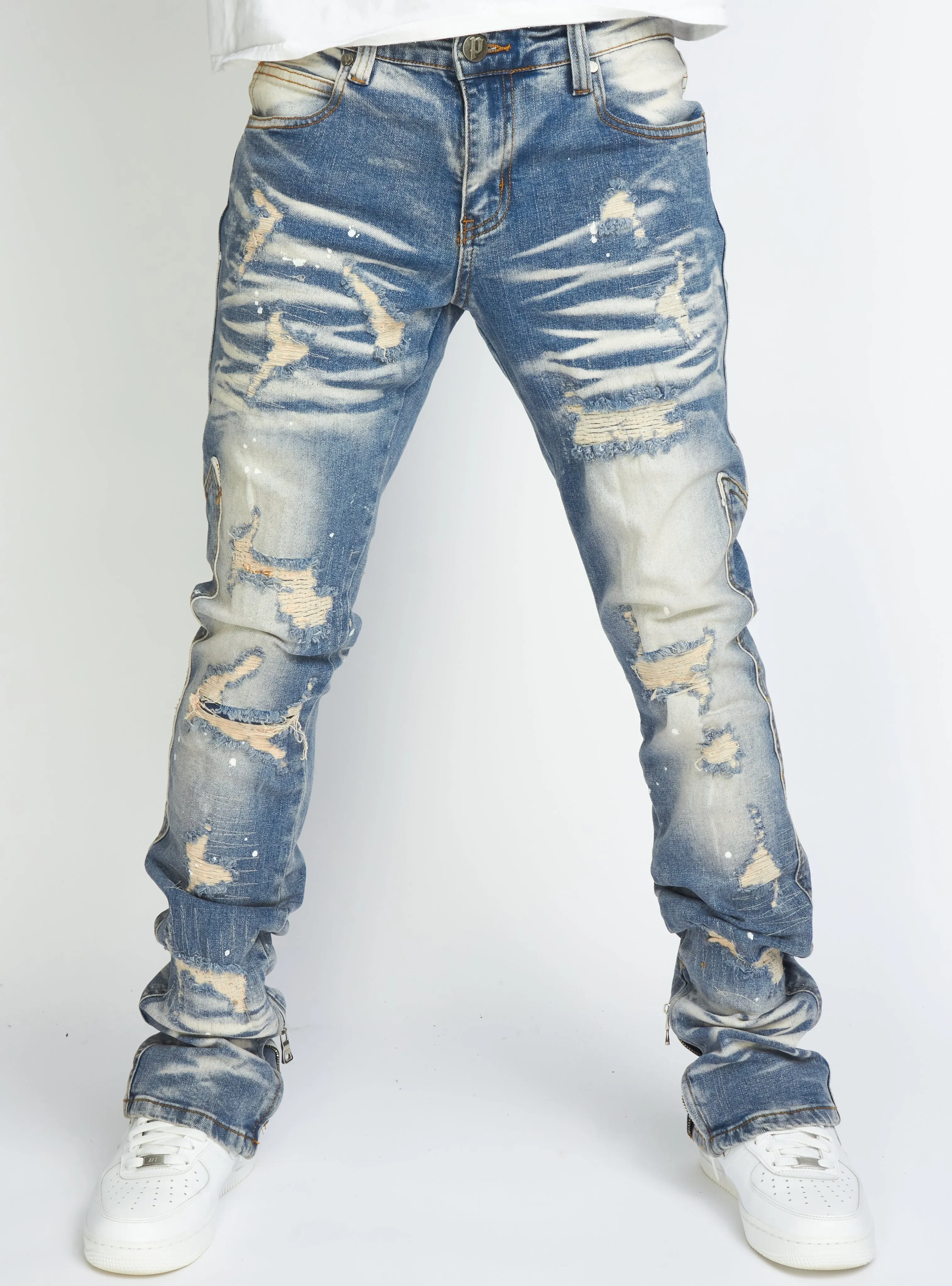 Politics - Flare Skinny Stacked Ramsey518 - Blue Wash