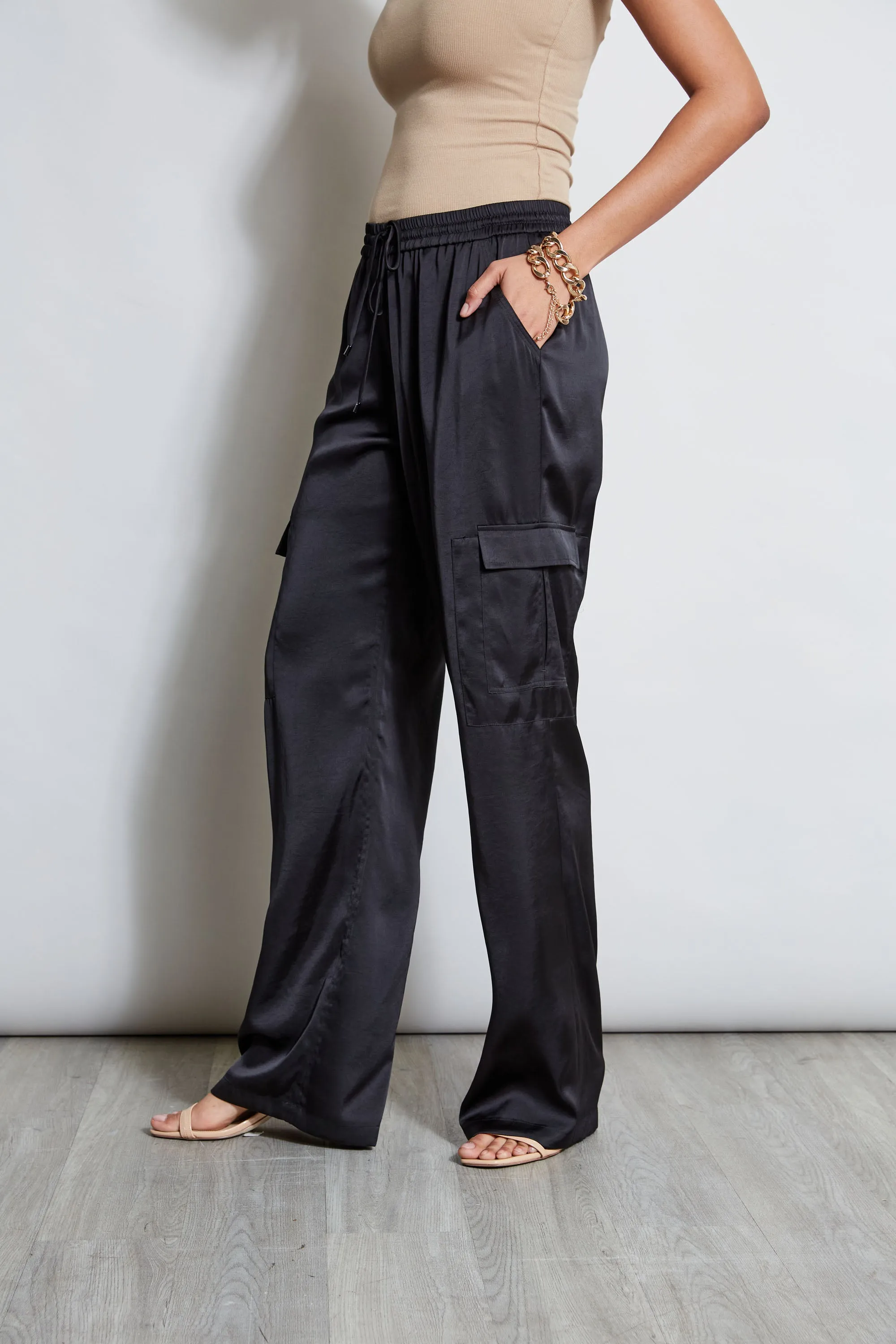 Relaxed Satin Cargo Pant