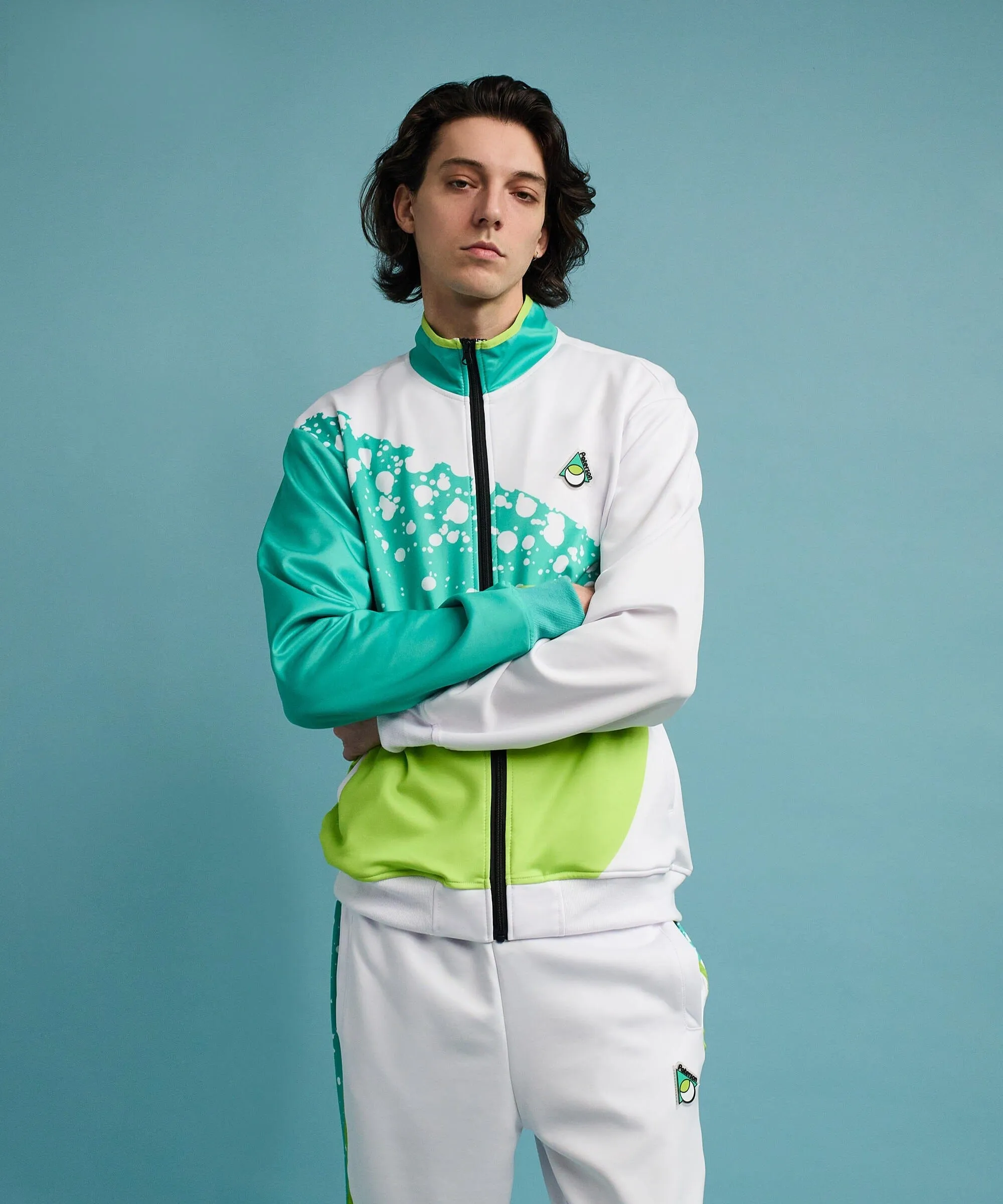 Mens White/Neon Roddick Track Jacket - Stylish and Lightweight