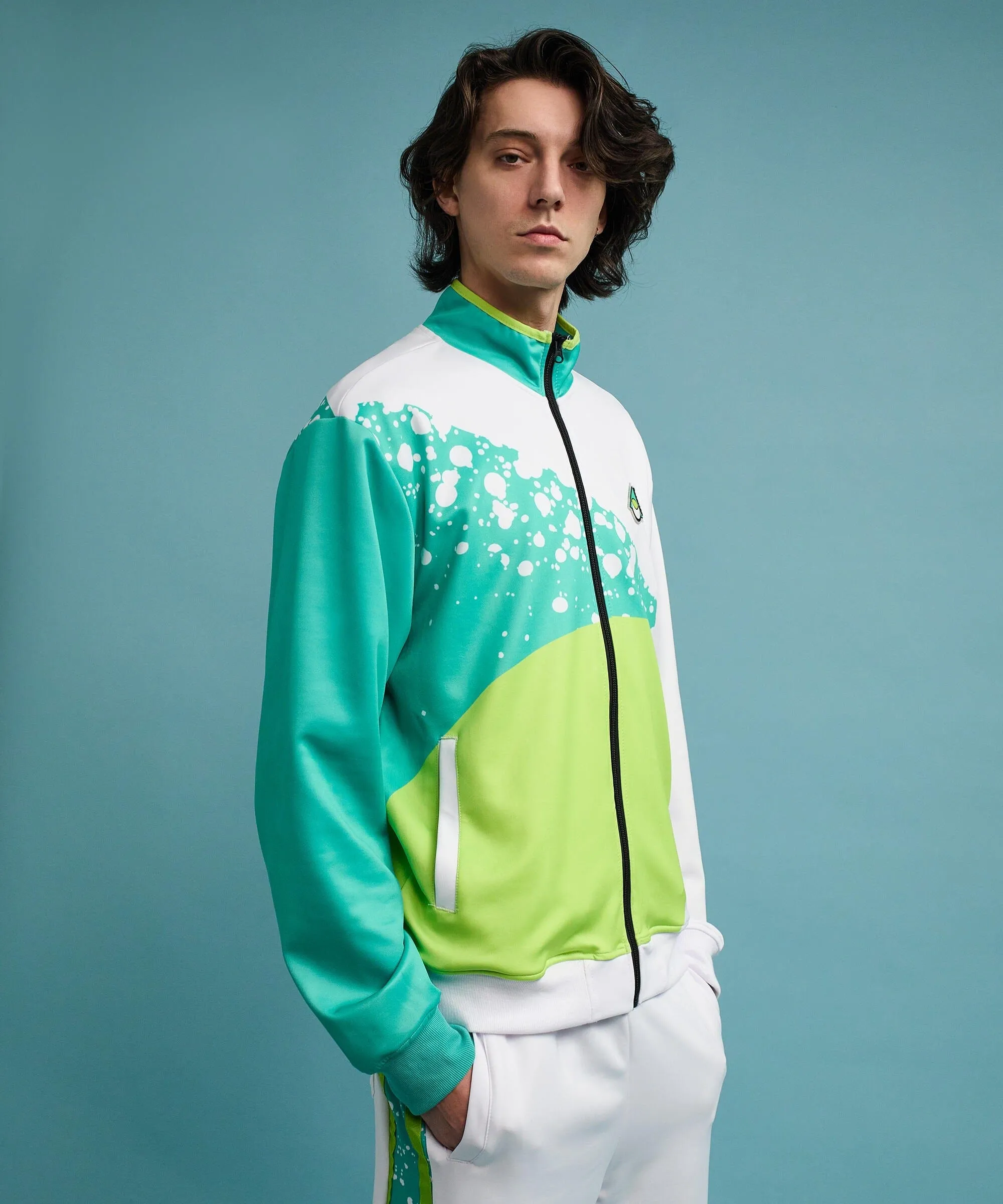 Mens White/Neon Roddick Track Jacket - Stylish and Lightweight