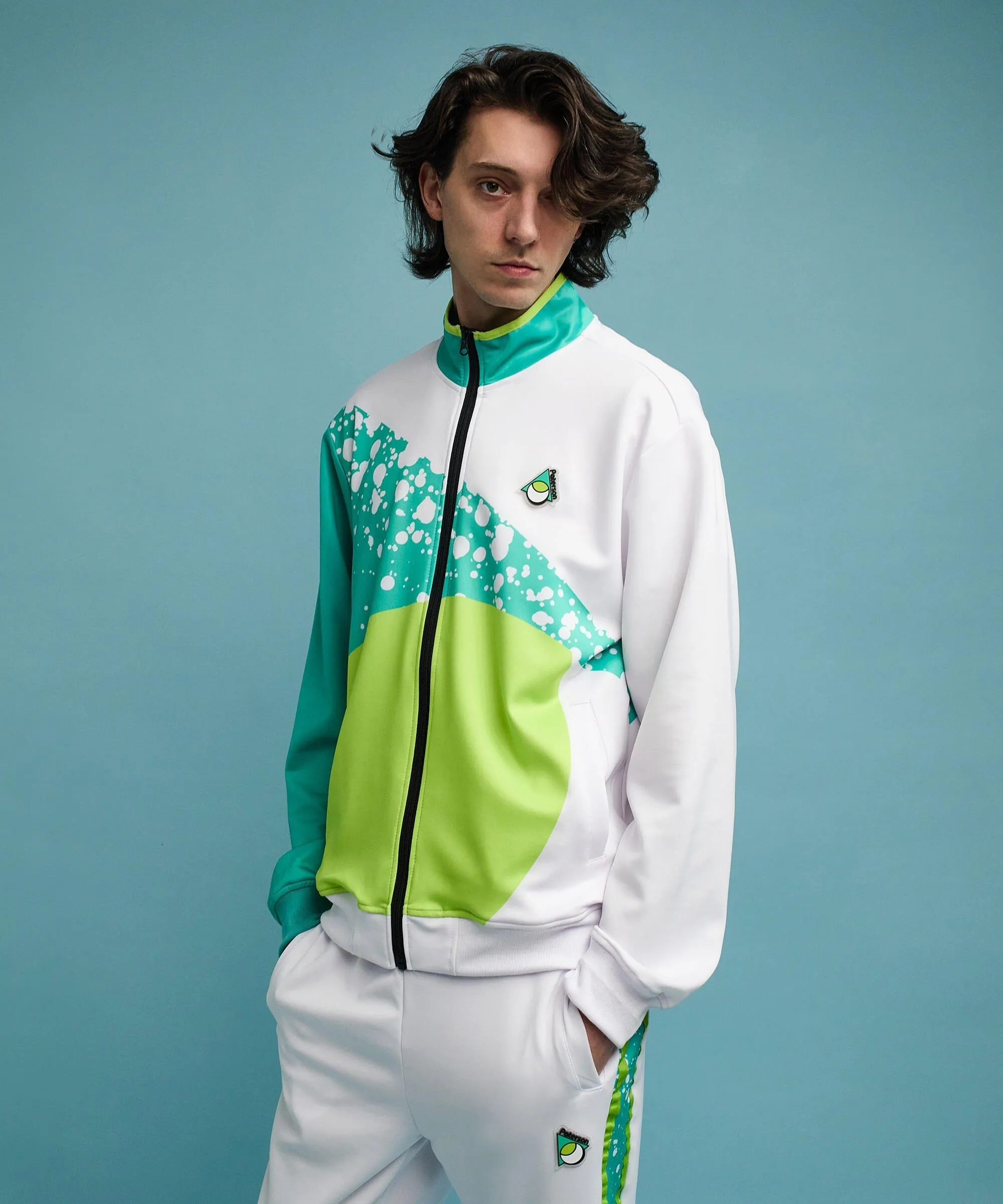 Mens White/Neon Roddick Track Jacket - Stylish and Lightweight