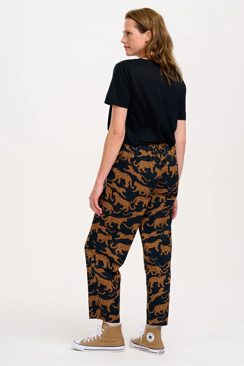 Romney Trousers - Black/Tan, Large Leopard