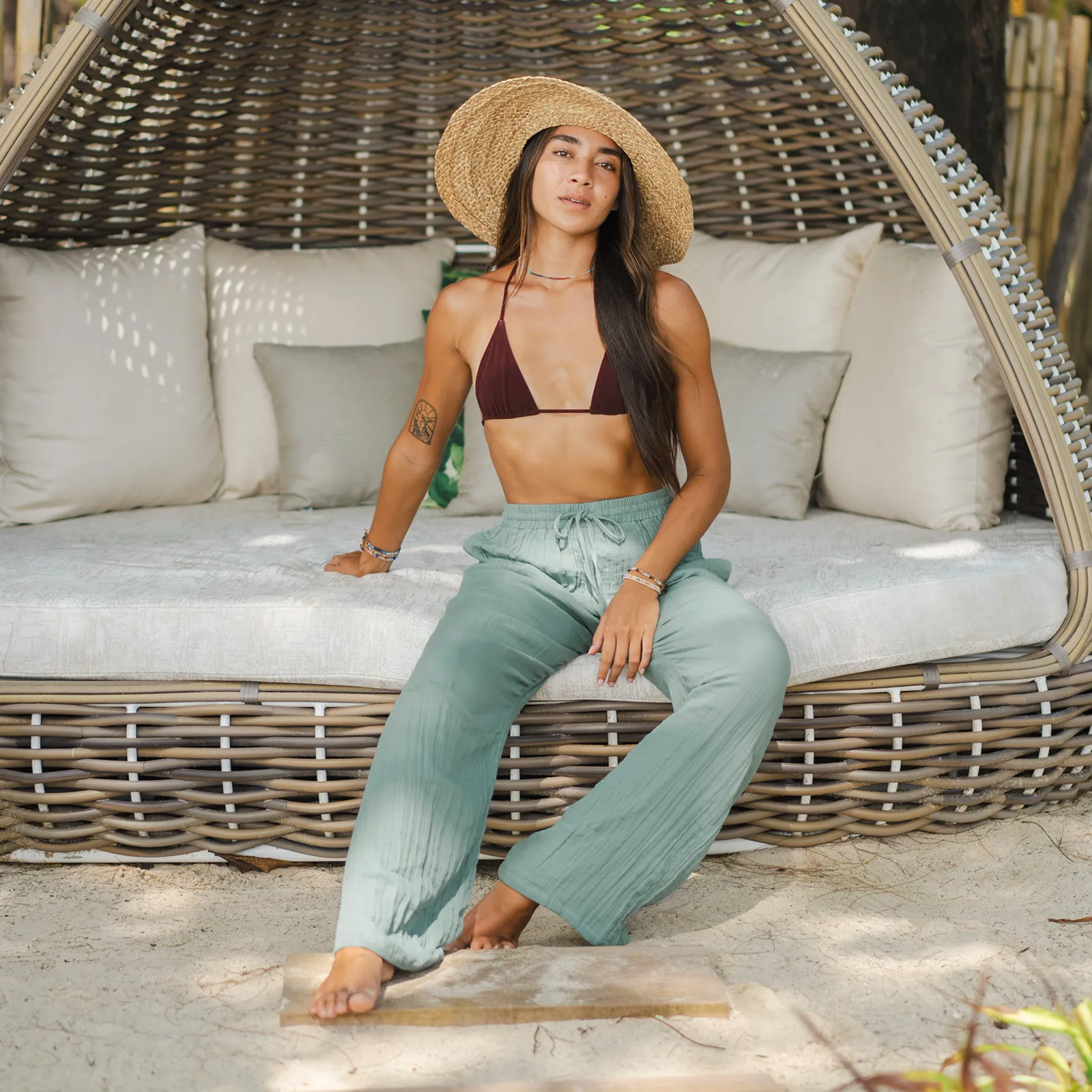 Sage Cotton Cabana Pants