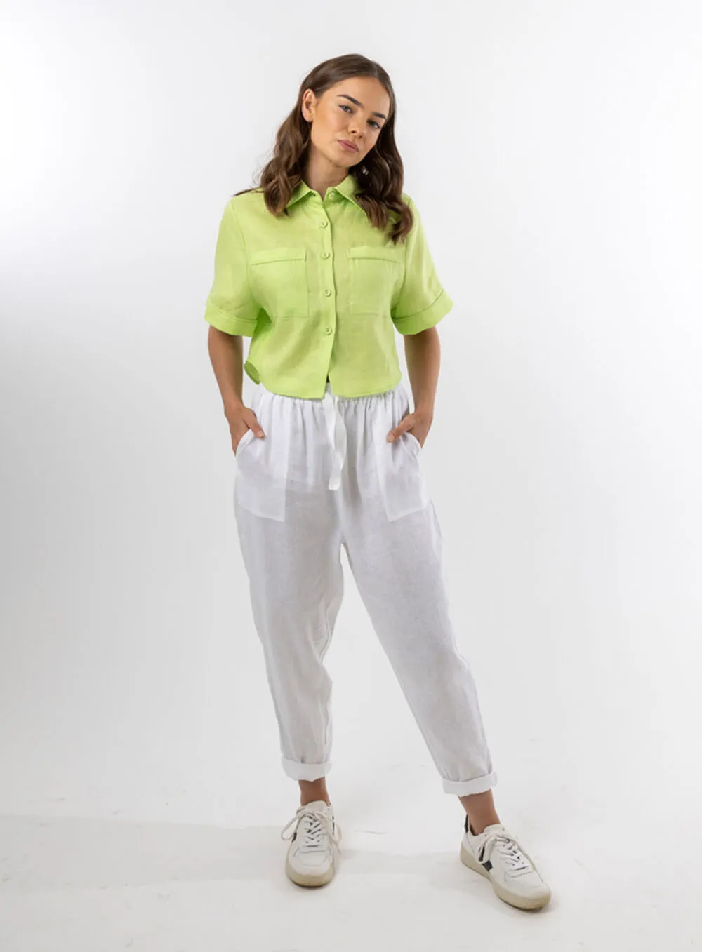 Sloane Linen Pant-White