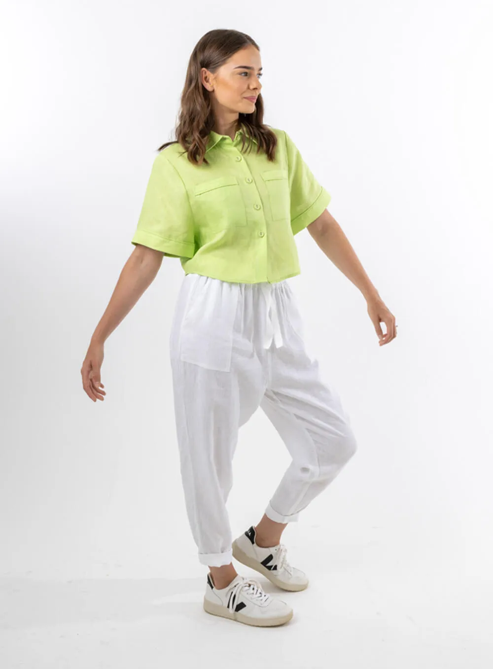 Sloane Linen Pant-White