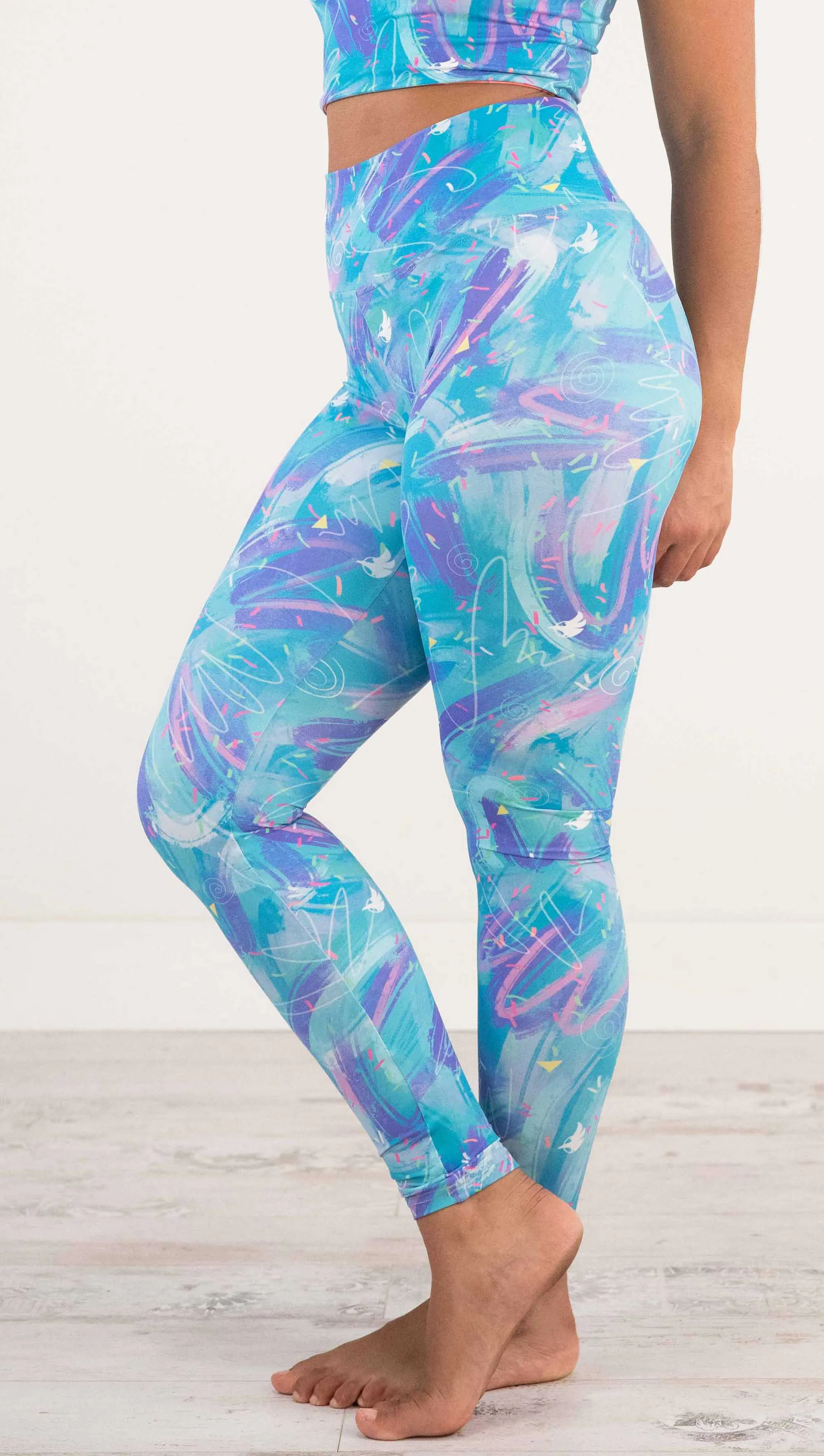 Teal Scribbles - Athleisure Leggings