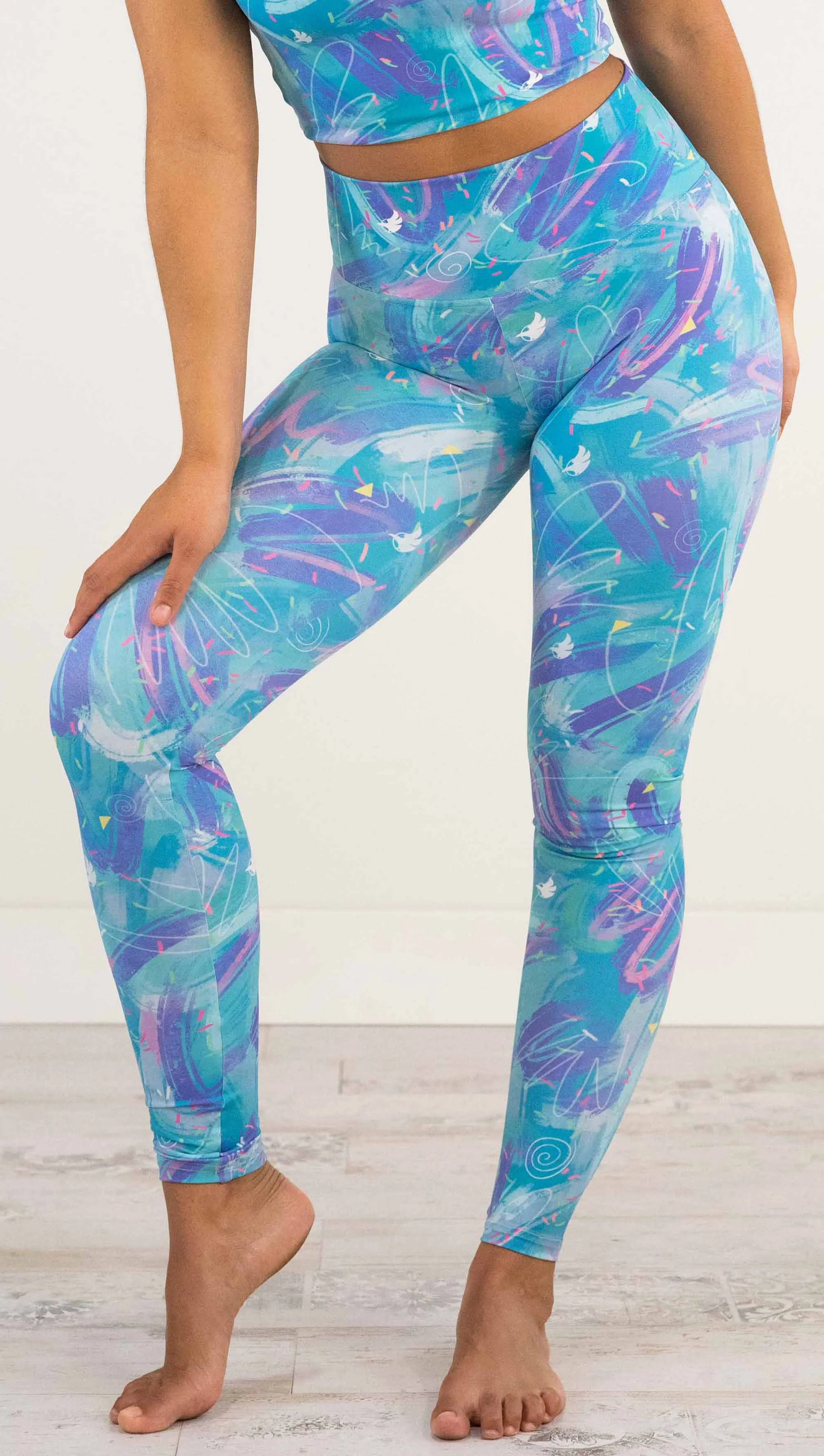 Teal Scribbles - Athleisure Leggings