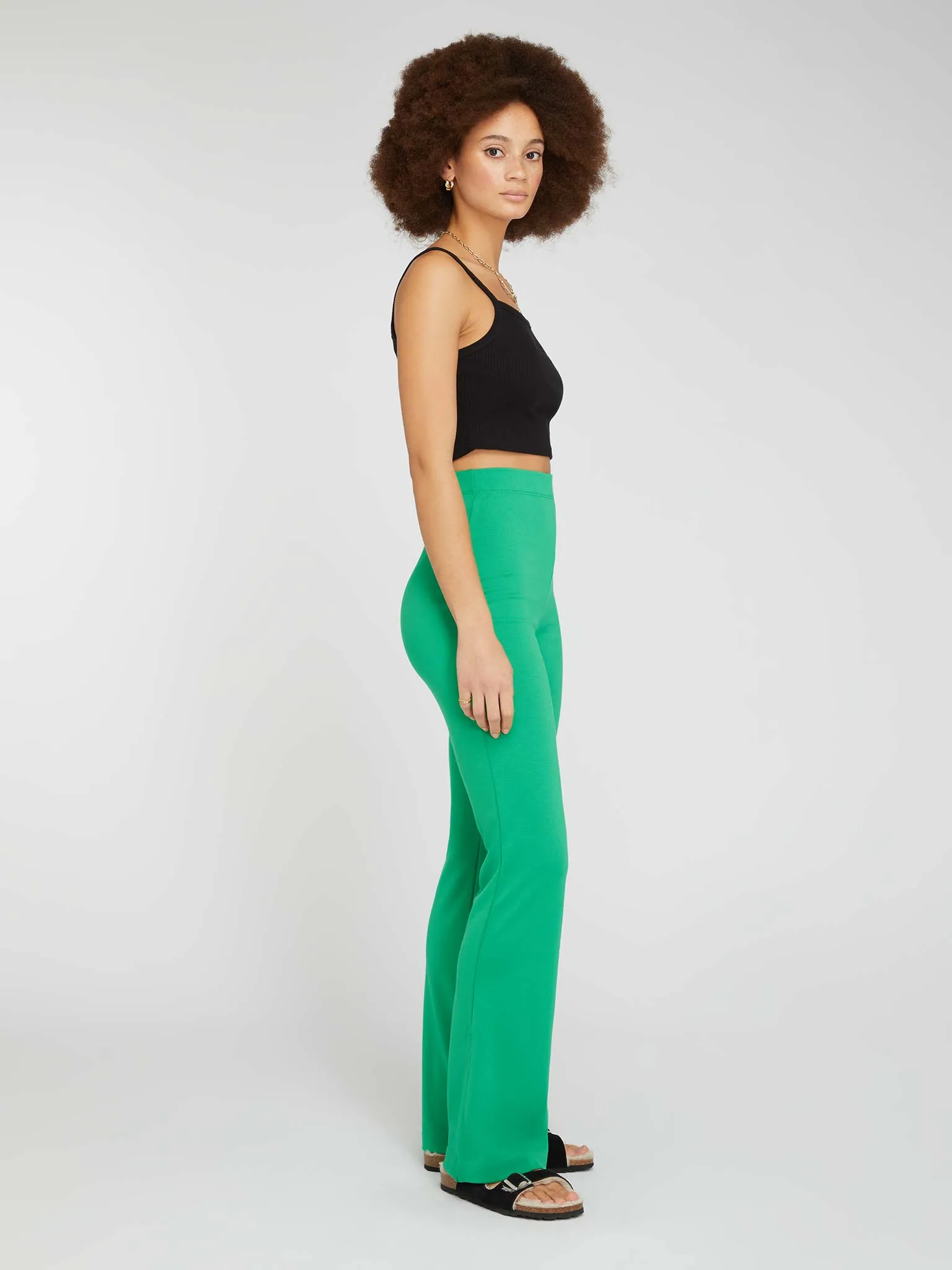 Thallo Flare Trousers in Grass Green