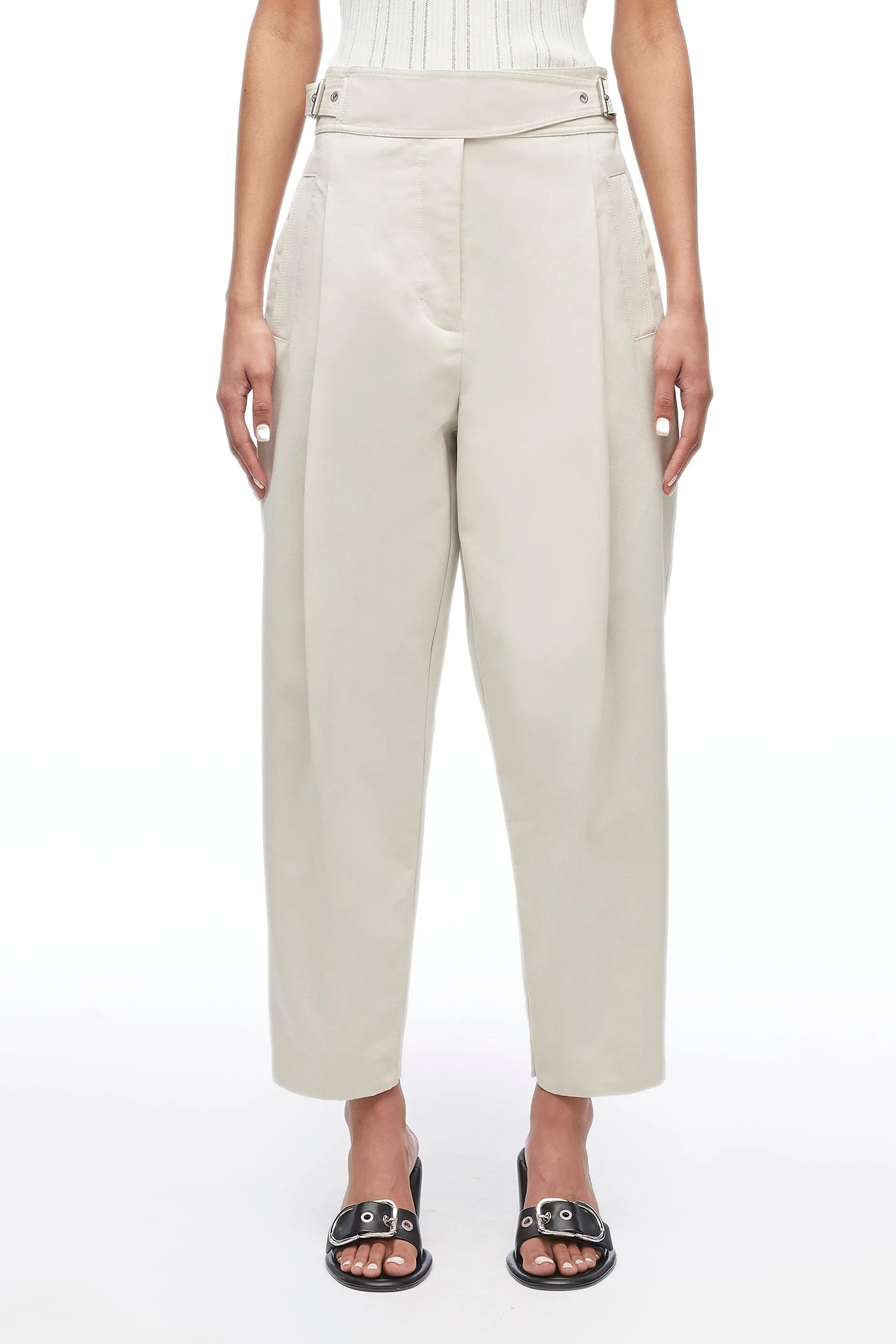 Utility Faille Pleated Tapered Trousers