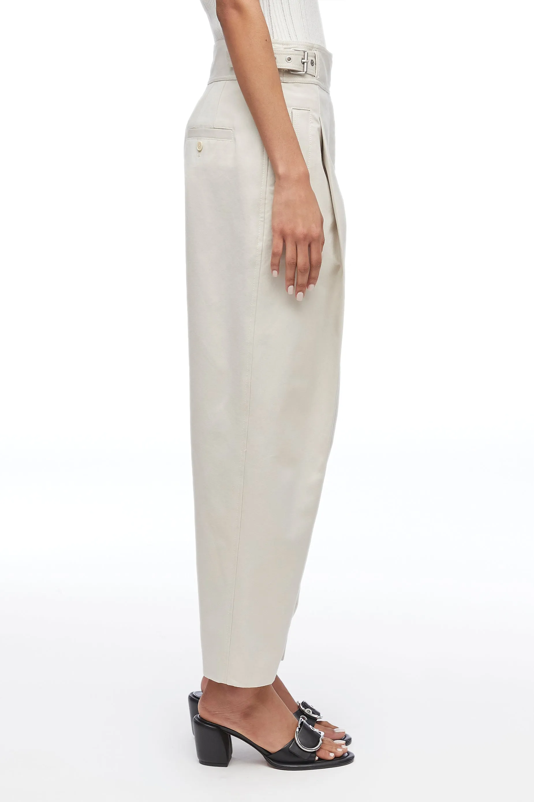 Utility Faille Pleated Tapered Trousers